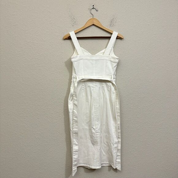 BRAVISSIMO Button Front Denim Dress Belted Knee-Length Stone Garden Party NWT - Picture 2 of 14